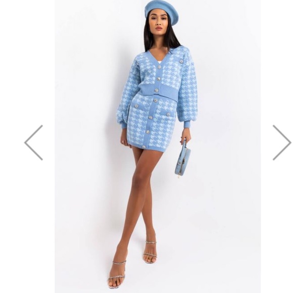 HIGH MAINTENANCE HOUNDSTOOTH CARDIGAN & SKIRT SET - Picture 5 of 9